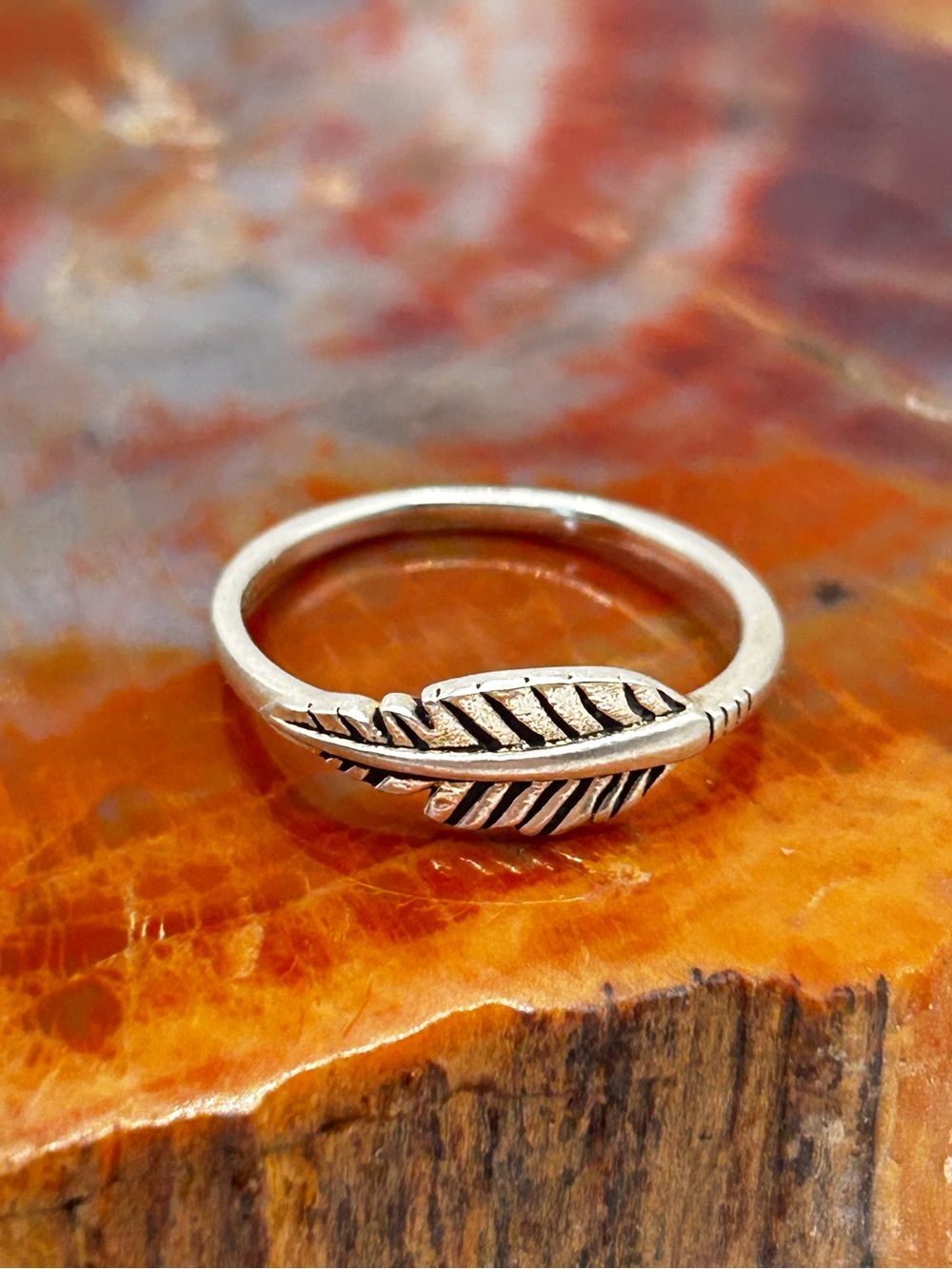 Sterling Silver Feather Ring - Size 7.5